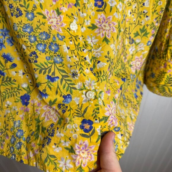 Old Navy NWT Yellow Floral Long Sleeve Button Down I24 - Picture 7 of 8
